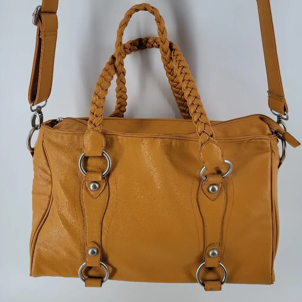 Cheeky Lime Mustard Leather Camera Bag | Braided Handles | Adjustable Dividers - Picture 2 of 12